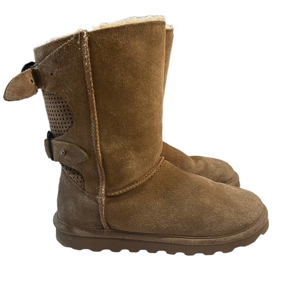 BearPaw Clara Boots Wonen’s 7 Tan Suede Wool Sheepskin Slip On Bear Paw - Picture 3 of 15